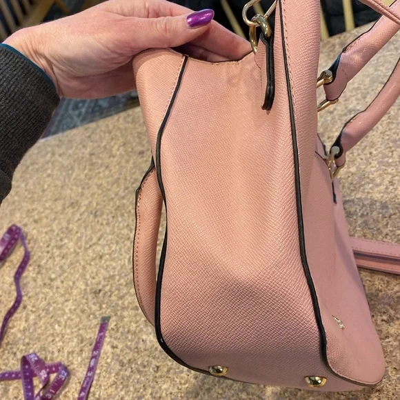 London Fog 2 Handle Purse WITH FLAWS Detachable Strap Crossbody Bag Purse Pink - Picture 11 of 17